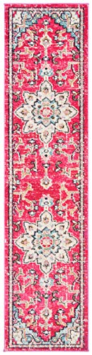 Safavieh Distressed Rug for Living Room Dining Room Bedroom - Madison Collection Short Pile Fuchsia and Blue 30 x 72 Inch - Image 3