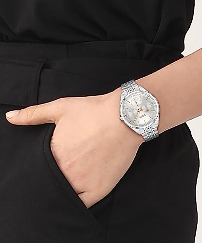 Image of Boss Saya Qtz Multifunction Silver White Round Dial Women's Watch | Stainless Steel Material | Bracelet Watch - 1502640