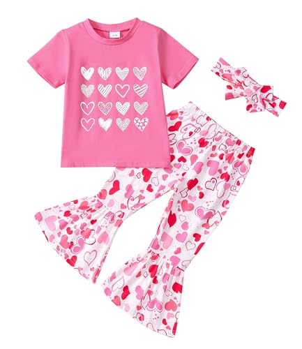 Tinypainter Valentine's Day Outfit for Girls Letter T Shirt Love Heart Bell Buttons Pants and Headband Summer Clothing Set 2-9 Years, Heart Hot Pink, 5-6 Jahre Tinypainter Valentine's Day Outfit for Girls Letter T Shirt Love Heart Bell Buttons Pants and Headband Summer Clothing Set 2-9 Years, Heart Hot Pink, 5-6 Jahre