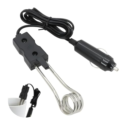 Chauffe-eau d'immersion 12V portable et robuste - Mini thermoplongeur voiture avec chauffage rapide 3 min, anti-surchauffe, économique - Pour café, thé,...