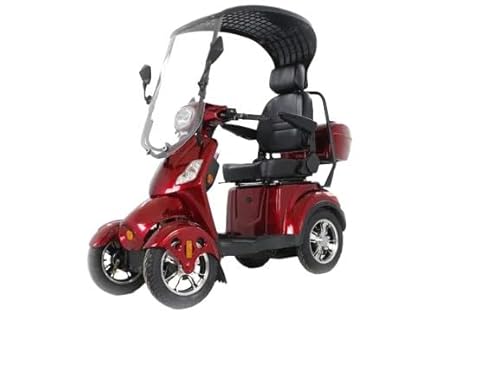 LuxuryTon X-1000 4-Wheel Electric Mobility Scooter with Removable Roof – 18 mph, 45-Mile Range
