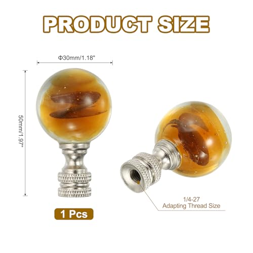 Image of PATIKIL 1pcs 1 /4-27 Lamp Finial Cap Knob, Clear Round Ball Shaped Crystal, Silver Tone