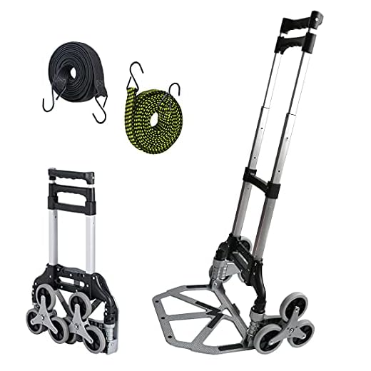 Carretilla Plegable, Carro Plataforma de Transporte 70KG de Capacidad con Manija Telescópica, 6 Ruedas de Goma y 2 Cuerdas Expansión, Carretilla Plegable de Aluminio por Entrega Almacenes Mudarse