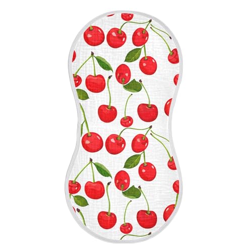 xigua Red Cherries Baby Burp Cloths for Newborn Boys and Girls 1 Pack, Soft & Absorbent Cotton Baby Burp Cloth, Baby Washcloths, Newborn Towel, Burp Rags
