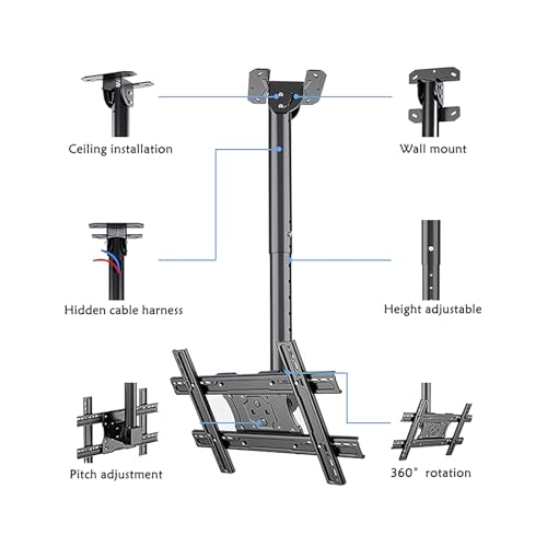 Support mural TV plafond robuste pour grand écran 32 55 65 75 pouces - 5