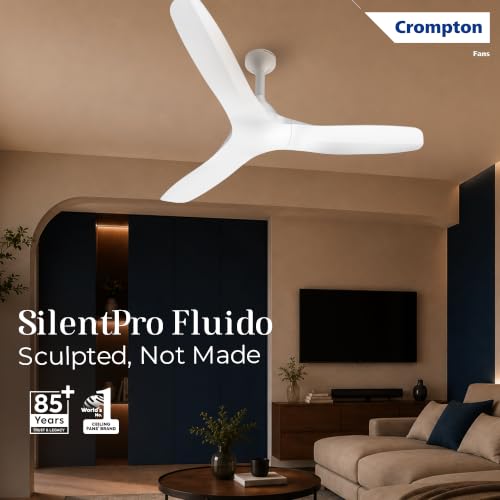 Image of Crompton Silent Pro Fluido Wave 1200mm iOT BLDC Ceiling Fan | Luxury Design | Wi-Fi, Bluetooth & Remote | Alexa & Ok Google | Fine Speed Tuning | Low Noise | 4 Year Brand Warranty | Conch Cream