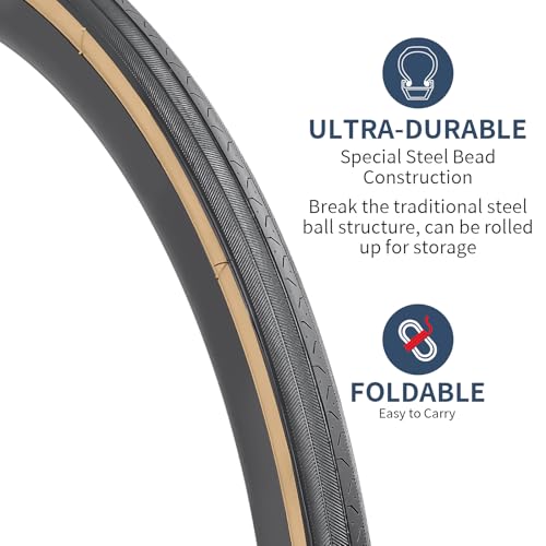 YUNSCM 2-PCS 27 inch Bike Tires 27×1 1/4 (32-630) Compatible