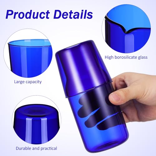 Set de botella y vaso de vidrio azul Tofficu miniatura 3