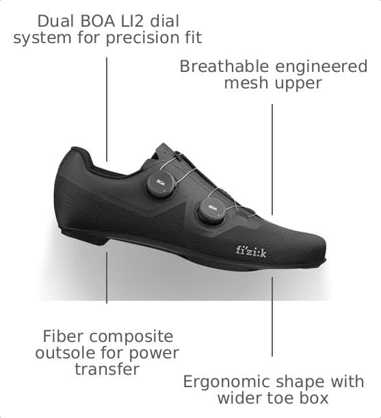 Amazon.com: Fizik Lyra Road Cycling Shoes - Coal Black/Black
