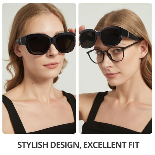 Trysee Oversized Polarized Fit Over Sunglasses for Women, Trendy UV400 Protection Sun Glasses for Driving TS42052