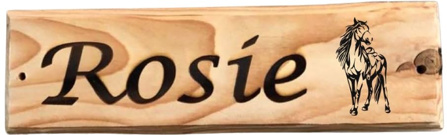 Furever Gifts Handmade Personalised Wooden Horse Stable Door Sign Various Designs 320mm x 100mm x 20mm (Horses Head 3 Calligraphy Font)
