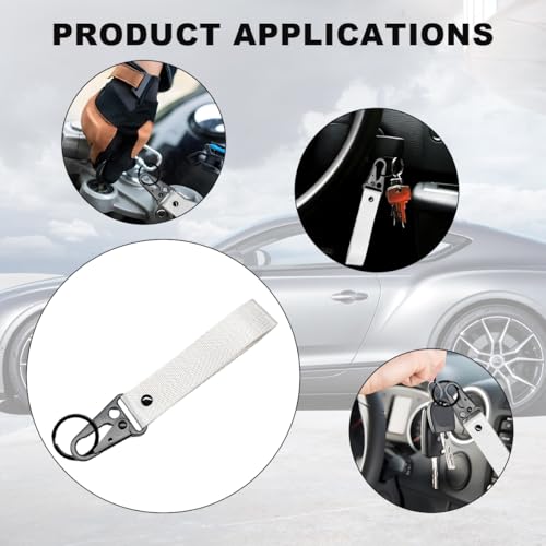 Image of Wevdn Car Key Chain, Fabric Metal Practical Multifunctional Motorcycle Keychain, Anti-Lost Keychain with O-Ring for Men Women (White)