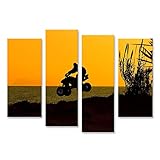 islandburner Tableau sur Toile Silouette Quad Bike Saut Cadre Affiche Poster Murale Tableaux