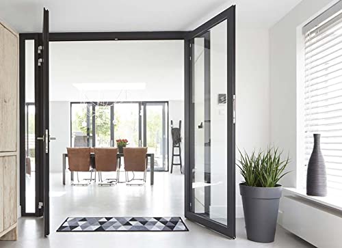 Tapis design MD Entrée argent géométrique antidérapant pour sol protégé