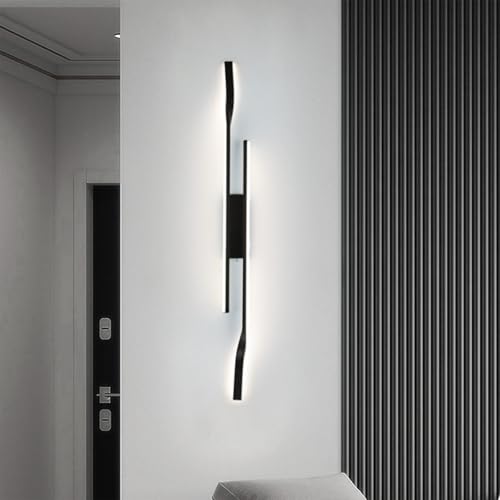Lámpara de pared LED moderna de 48W aplique interior minimalista negro luz blanca 80cm