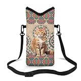 Sktodyaw Soft Phone Sleeve Phone Case Durable Mobile Phone Bag for Women Men Belt Loop Holster with Adjustable Strap Beach Accessories, Boho Mandala Floral Cat Pattern
