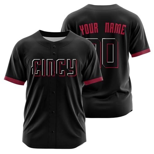 Custom Baseball Jersey City Connect Jerseys Personalized Name Number for Men Women Kids (Red - Black)