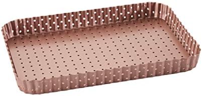 Wiltshire Rose Gold Quiche and Tart Pan, Large, Perforated, Tart Mould, Non-Stick, Pastry, Removable Base, Quiche, Rectangular 32 cm