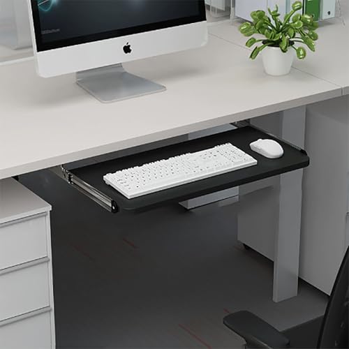 Ergonomic Expandable Keyboard Tray Under Desk 10-Inch Wide Computer Drawer for Home Office & Study Black 52x24CM - Space-Saving Typing Solution