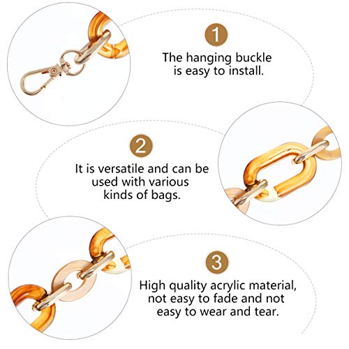 Amosfun Handbag Strap Chain Resin Acrylic DIY Bag Replacement Chain with Metal Buckles for Woman Cross Body Bag Purse Strap Charms Supply(Coffee) - Image 4