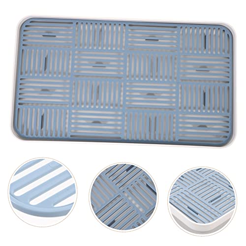 Cabilock Double Layer Tea Tray Rectangular Tray 2 Tier Tray Vegetable Tray Home Draining Tray Double-Layer Fruit Holder Tea Pot Tray Pp Blue Multifunction Cup Holder Desktop Fruit Tray #TOP6