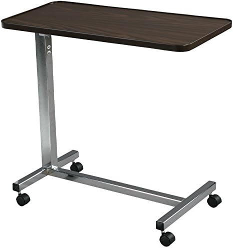 Drive Medical 13003 Non Tilt Top Overbed Table with Wheels, Chrome