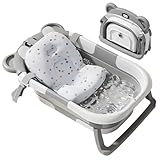 ZOOBLY ベビーバス 折りたたみ クッションセット 湯温計付き 収納便利 赤ちゃん お風呂 沐浴 バスチェア バスタブ コンパクト
