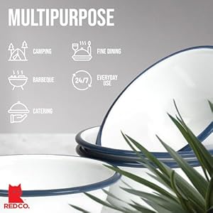 Redcosetof4enamelwaremetalclassic20ozroundcerealbowlsolidwhitenavybluerim Urban Country Home Decor Red co set of 4 enamelware metal classic 20 oz round cereal bowl solid whitenavy blue rim urban country home decor