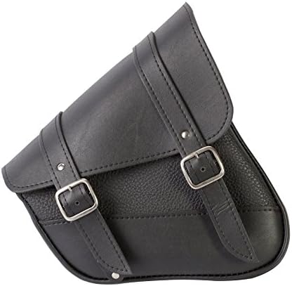Willie & Max Black Synthetic Leather Motorcycle Swingarm Bag for Sportsters/Dual Shock Models - Nickel Buckle - Made in USA [59778-00]