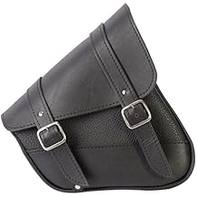 Willie & Max Black Synthetic Leather Motorcycle Swingarm Bag for Sportsters/Dual Shock Models - Nickel Buckle - Made in USA [59778-00]