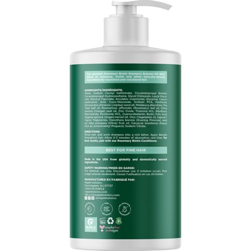 Image of Volumizing Biotin and Rosemary Shampoo - Vegan Rosemary Biotin Shampoo for Thinning Hair for Women and Men with Nourishing B Vitamins & Tea Tree Oil - Paraben Silicone & Sulfate Free (25 Fl Oz)
