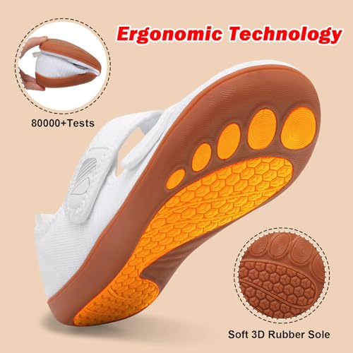 Image of Besroad Womens Walking Shoes Wide Diabetic Shoes Adjustable Barefoot Casual Sneakers Breathable Zero Drop Arthritis Edema Sneakers Indoor Outdoor