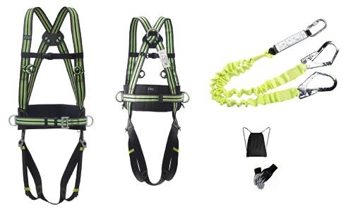 Generisch SET Auffanggurt inkl. Flex Y- Falldämpfer 1,8m EN353, Profi Klettergurt EN361, Gerüst, Dach, Bühne