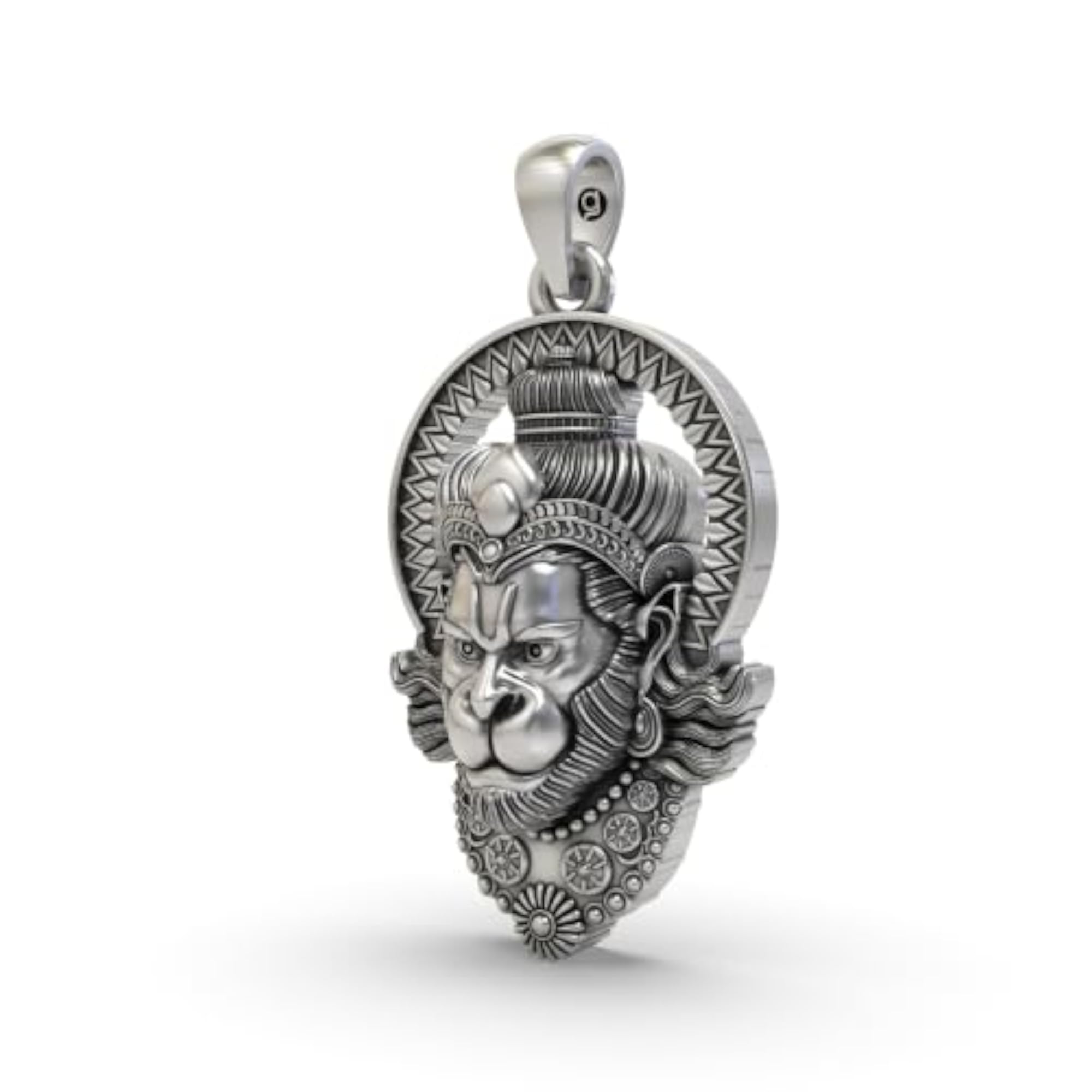 925 Sterling Silver Hanuman Ji Face Pendant Necklace