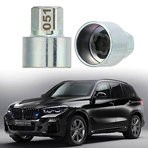 Image of Wheel Lock Key Anti Theft Lug Nut Socket Replacement for 1 3 5 6 7 Series X1 X2 X3 X4 X5 X6 Z4 Single Spline Design Rust Metal