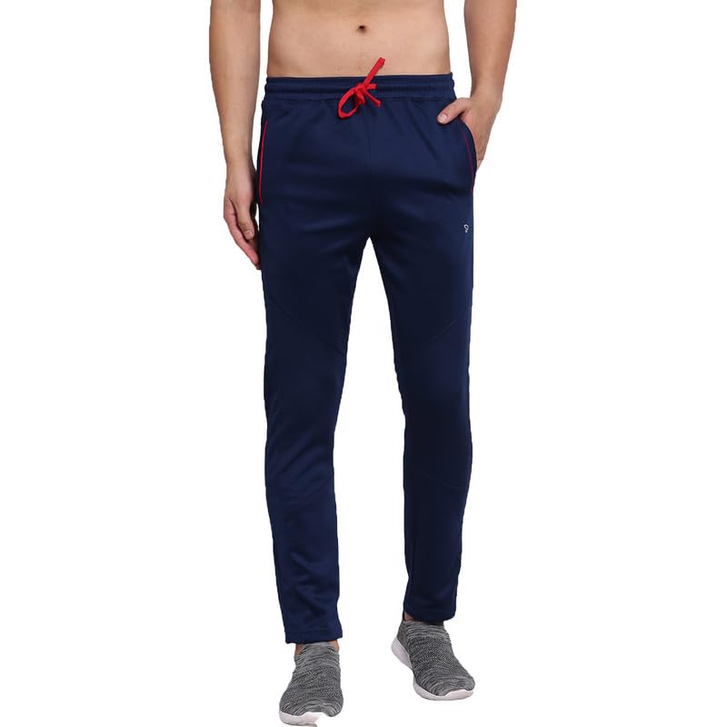 Men's Quick Dry Solid Regular Fit Gym Track Pants with Zipper Side Pockets