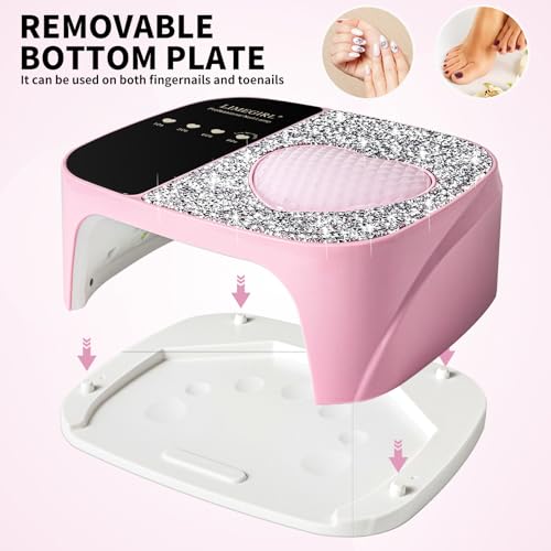 Image of LIMEGIRL UV LED Nail Lamp Kit for Gel Polish Professional Fast Curing Pink Dryer Light Set with 4 Timer Settings Cordless Rechargeable Nail Art Cure Machine for Manicure Pedicure at Home and Salon
