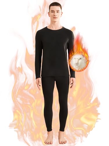 [ANGEL CITIZ] あったかインナー メンズ [吸湿発熱・中厚・伸縮性] 防寒肌着 上下セット ヒートテック 長袖シャツ ズボン下 ロングタイツ 保温インナー カシミア とシルク 裏起毛 防寒インナー 冬用