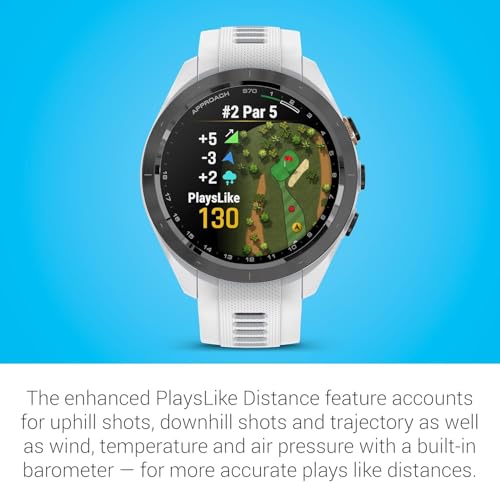 Image of Garmin Approach S70 (White, 42mm) Golf GPS Watch Bundle - AMOLED Display, Virtual Caddie & PlaysLike Distance - Includes PlayBetter 5000mAH Portable Charger & Screen Protectors (Renewed)