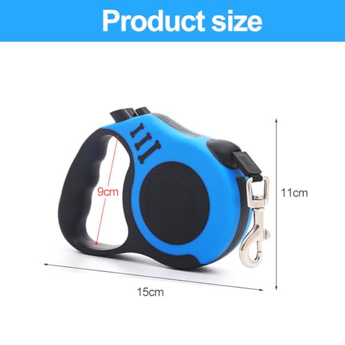Ausziehbare Hundeleine,Ausziehbare Leine für Hunde,Rollleine Hundeleine 5m,Hundeleine Ausziehbar mit Anti-Rutsch Griff,Ausziehleine Hund,Für kleine und mittlere Hunde unter 15kg,Blau