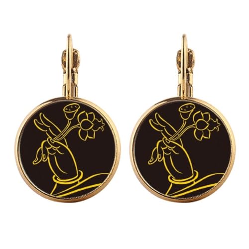 Boucles d'oreilles lotus or clip pendantes pour soirées et mariages