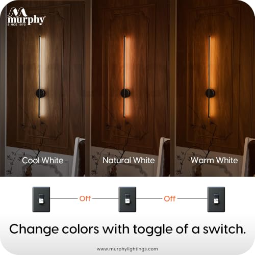 Image of Murphy Aluminium LED (Wall Highlighter) - 12W, 3-in-1 Color Changing, Modern Black Finish Wall Sconce Light Pack of 1 with 2-Year Warranty for Stylish Home Decor