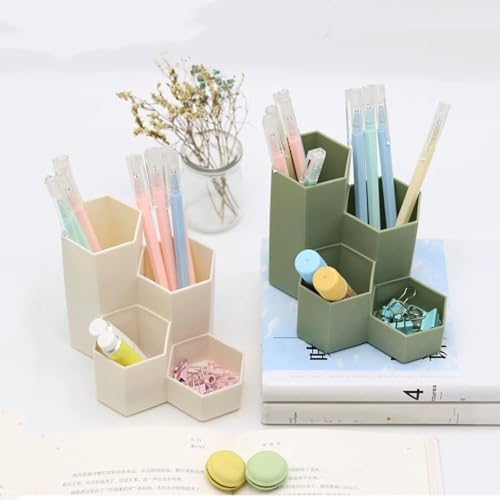Image of Pencil Organizer Pen Holder for Desk Pens Cup Small Desk Organizer Cute Pen Holder for Office,School and Home (White, L-Shape)
