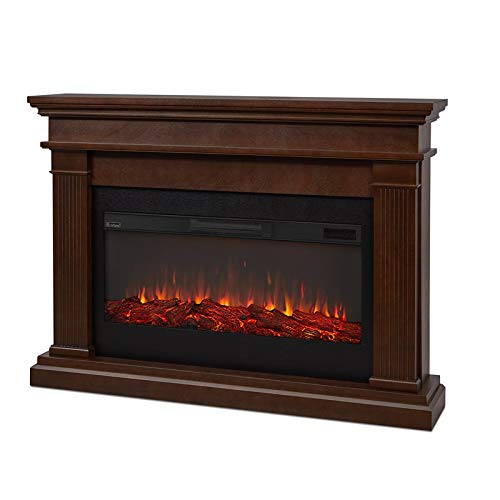 Bowery Hill Traditional Solid Wood Electric Fireplace Mantel Heater With Remote Control, Adjustable Led Flame, 1500W In Dark Walnut #TOP3