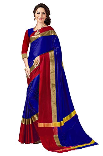 Image of PerfectBlue Women's with Blouse Piece Saree (VisvaVariation Lightgreenbrown Free Size)