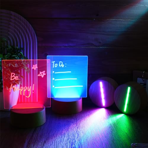 Image of Baquler 4 Set 3D LED Night Light Lamp Base Gift DIY 3D Clear Acrylic Blank Engrave Sheets with Remote Control USB Cable 16 Color 4 Mode for Room Cafe Bar Birthday Decoration(Square)