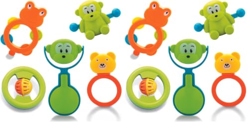 Image of Storio ABS Baby Toys Rattles and Teethers Set for New Born Babies Toddler Infants & Children 5 Pcs-Non Toxic,Multicolor (Pack of 2)