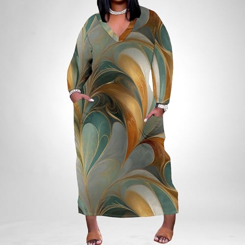 Image of Womens African Dresses Sexy Casual T-Shirt Dresses Long Sleeve Oversized Baggy Summer Sundress