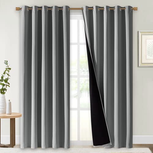 Image of NICETOWN Full Shade Curtain Panels, Pair of Energy Smart & Noise Blocking Out Blackout Drapes for Dining Room Window, Thermal Insulated Guest Room Lined Window Dressing(Silver Grey, 70 x 84 inch)