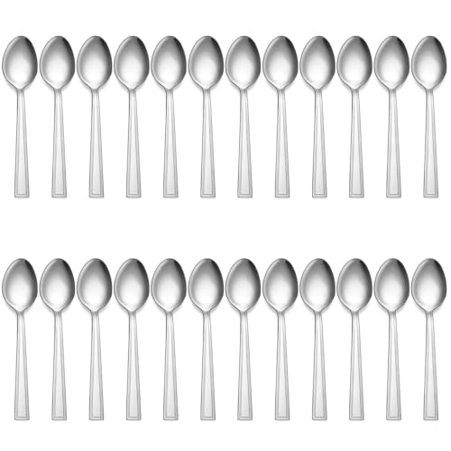 Dinner Spoons Set, Hunnycook (19.7 cm), Stainless Steel Table Cutlery, Mirror Polished Tablespoon, Spoon for Home, Kitchen or Restaurant, Dishwasher Safe, Silber 24 Teilig